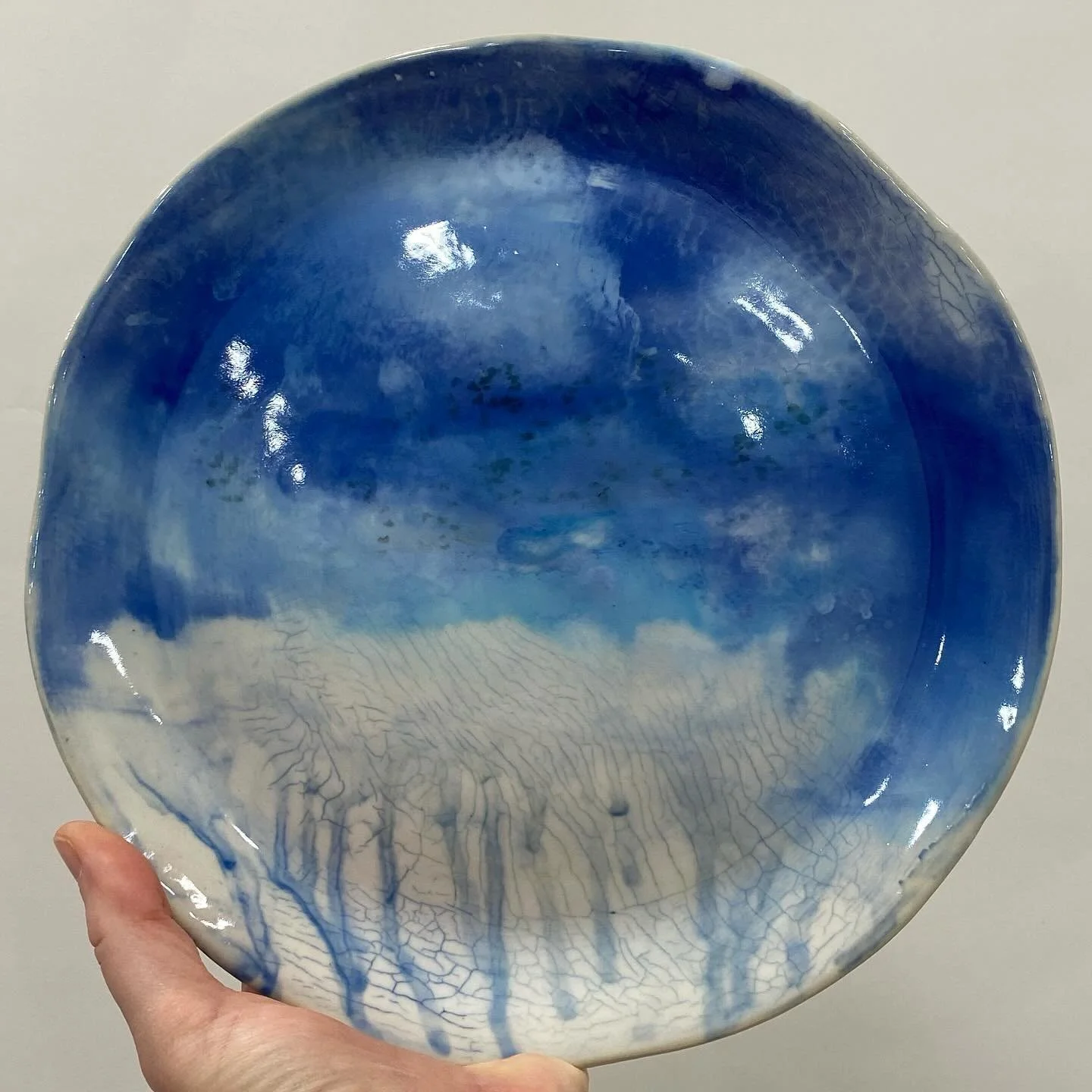 A plate I made for fun #ceramicart #ceramicplate #sky