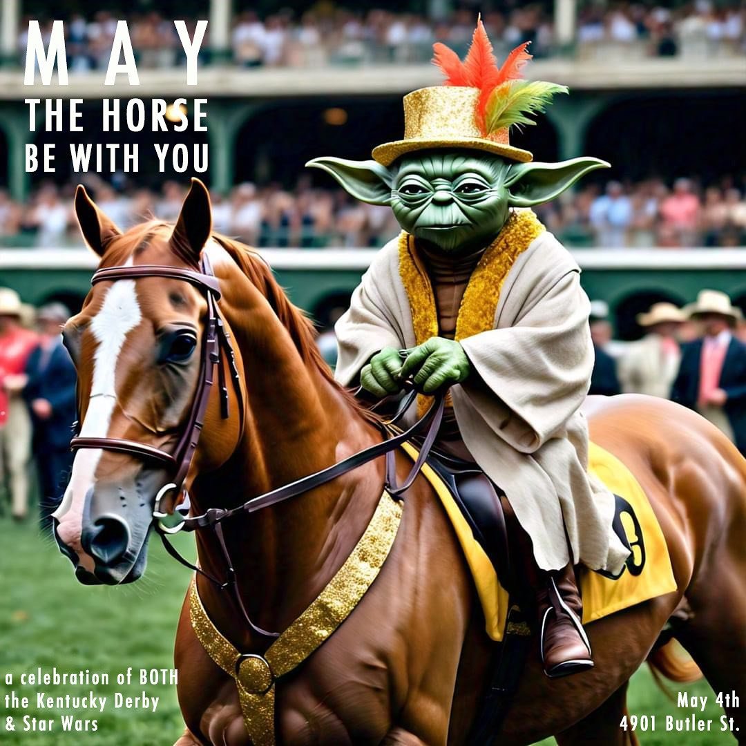 🐎🐸🐴🐸🐎🐸🐴🐸🐎🐸

The 4th of May is quickly approaching. We can&rsquo;t wait to celebrate both the Kentucky Derby and Star Wars with all you party animals 🥳🤪

The Derby starts at 2:30! And we&rsquo;ll be playing the original Star Wars trilogy t
