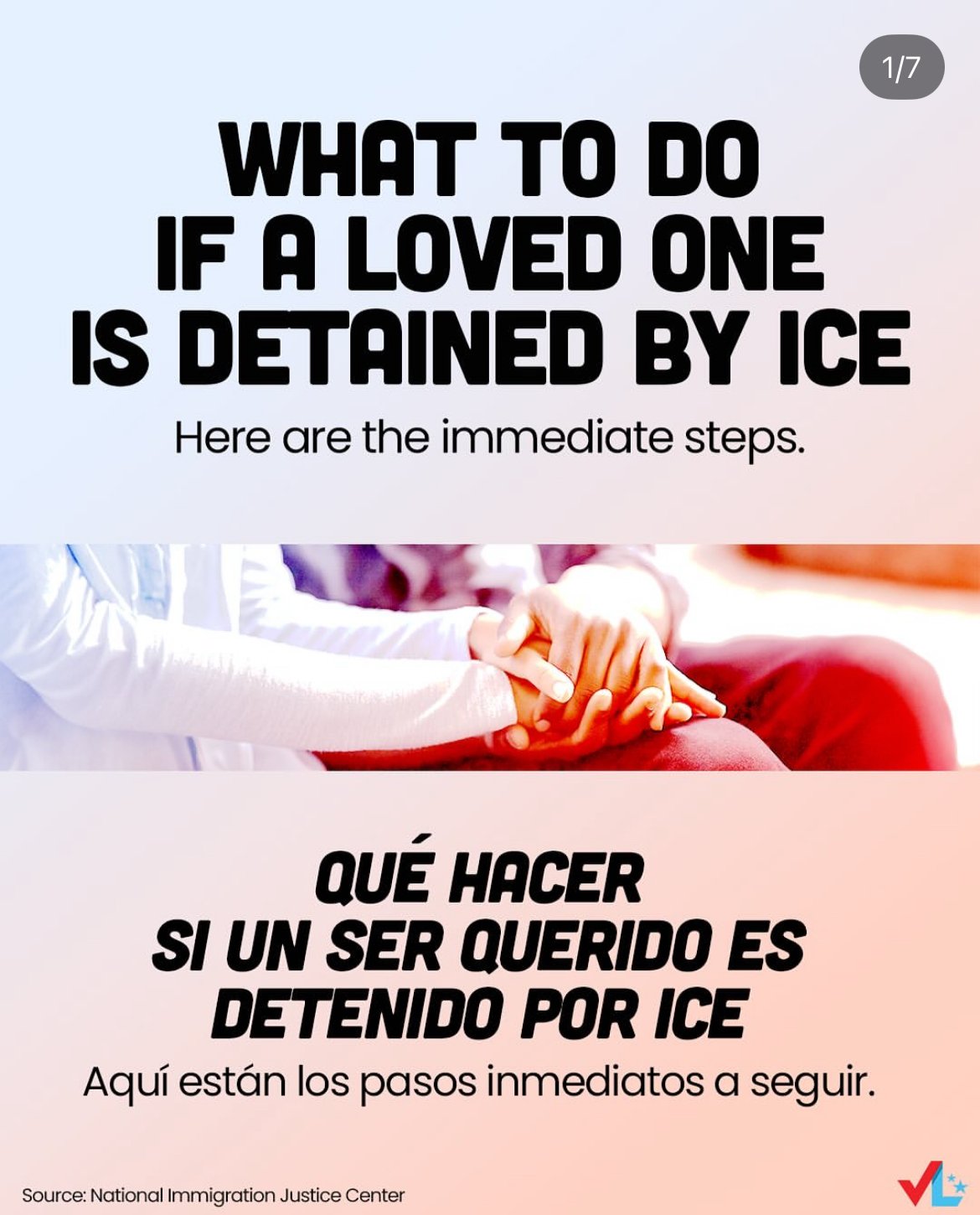 🚨Here&rsquo;s what to do if a loved one is detained by ICE. Stay calm, follow these immediate steps, and remember your loved one has rights regardless of their immigration status.

✊Make sure to follow @acluwa @votolatino @waisn_org for more informa