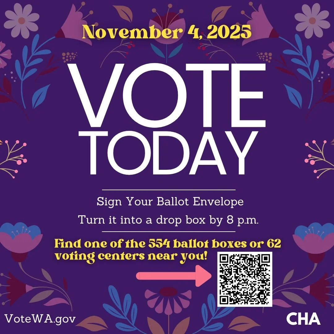 Vote today!! Make sure you sign your ballot envelope and turn it in by 8 p.m. If you need to go to a physical voting center, there are 62 around the state! Find one near you at sos.wa.gov/elections/voters/voter-registration/drop-box-and-voting-center