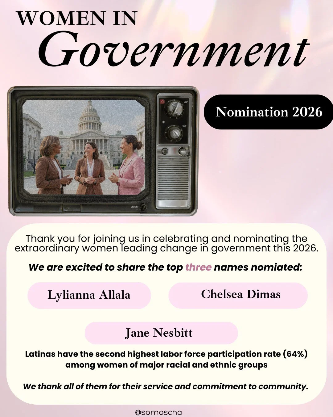 Thank you for being part of the nomination process to recognize outstanding women in government who are making remarkable contributions. We are excited to share the top three nominees selected for this year.
This month, we proudly celebrate all women