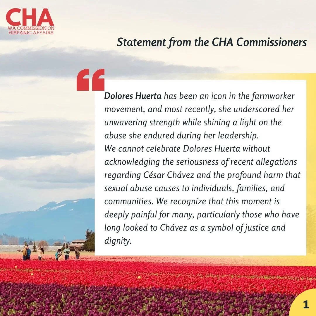 A heartfelt thank you to Commissioners Eric Gonzalez, Fernando Mejia- Ledesma, and Dr. Randy Nu&ntilde;ez for capturing our pain, values, and hope for a continued movement toward dignity, safety, and respect for farmworkers in Washington and across t