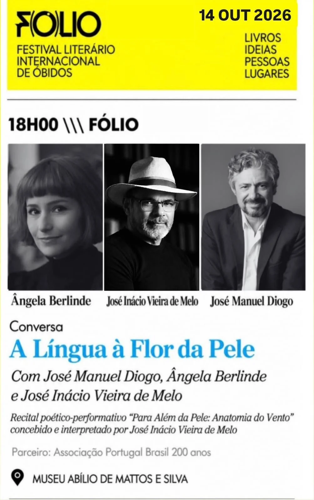Associação Portugal Brasil 200 Anos participa de mesa no festival literário FÓLIO, em Portugal