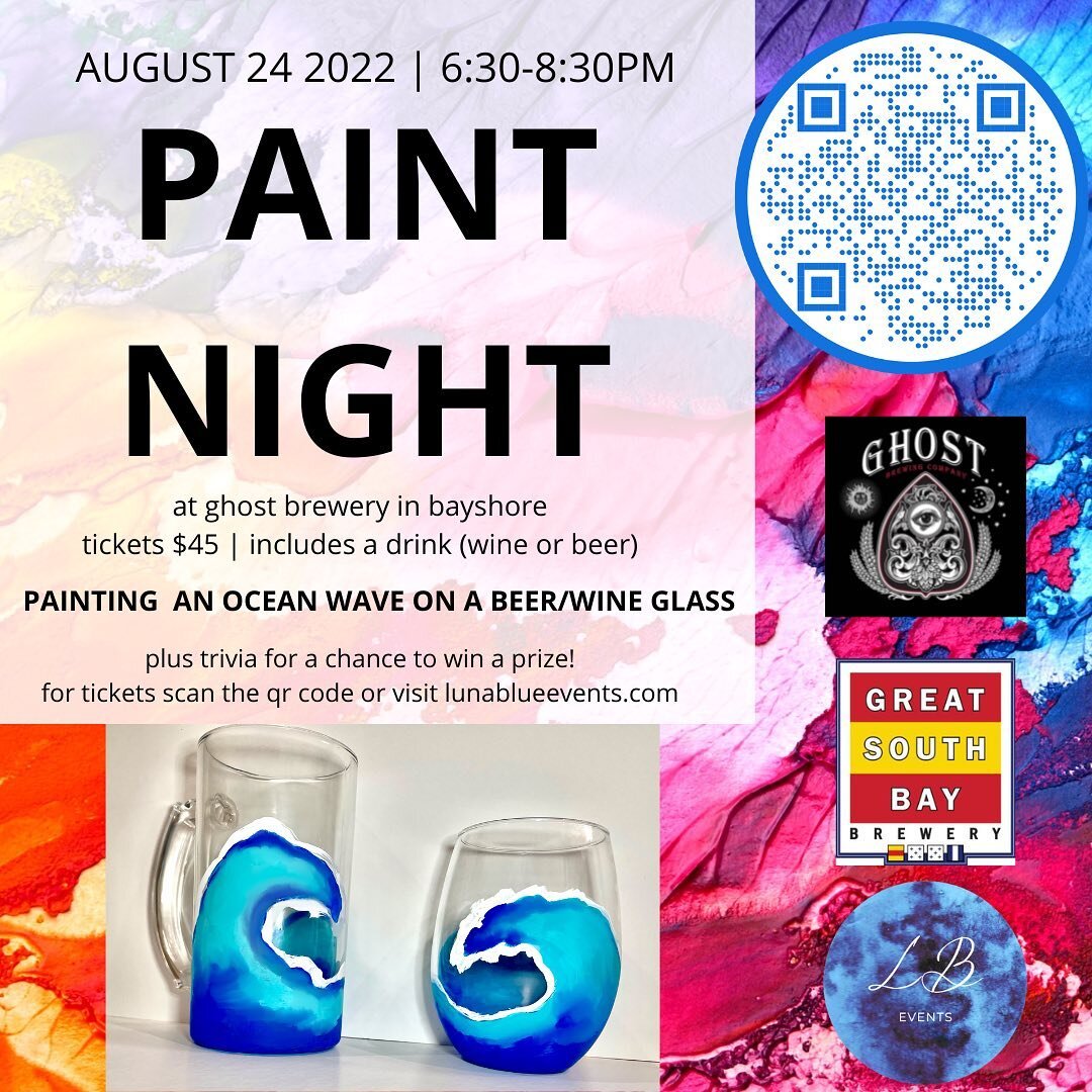 Looking for something to do today? Join @luna_blue_events for another awesome Paint Night at our buddies @ghostbrewingco 

Time: 6:30-8:30
Ticket purchase includes a pint of beer/wine - ticket link in bio!