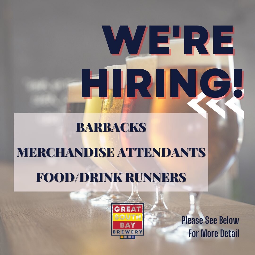 ⚠️ EXCITING NEWS❗️

We&rsquo;re hiring because we are expanding with new and exciting things on the horizon🍻 

We&rsquo;re looking for Barbacks, Merchandise Attendants, &amp; Food/Drink Runners to join the team! Please Read Below 👇 

🍺Barbacks- En