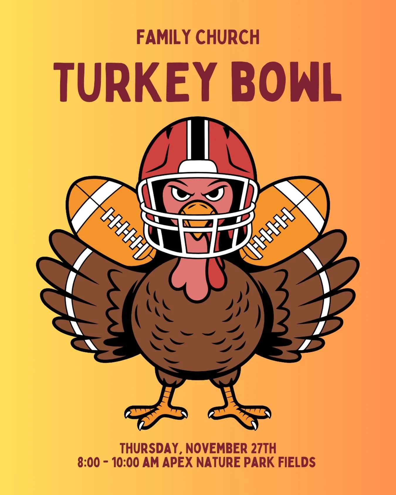 Tomorrow&rsquo;s the day for our 2nd annual Turkey Bowl football game!🏈🦃

Whether you&rsquo;re playing or cheering from the sidelines, this is a great way to get together, have some fun, and work up an appetite for all the food you&rsquo;ll eat the