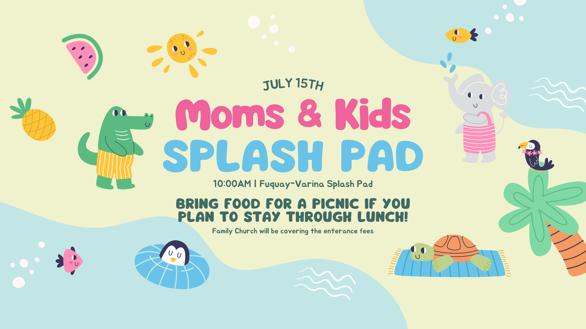 Moms & Kids Splash Pad Event Graphic Church Event Apex