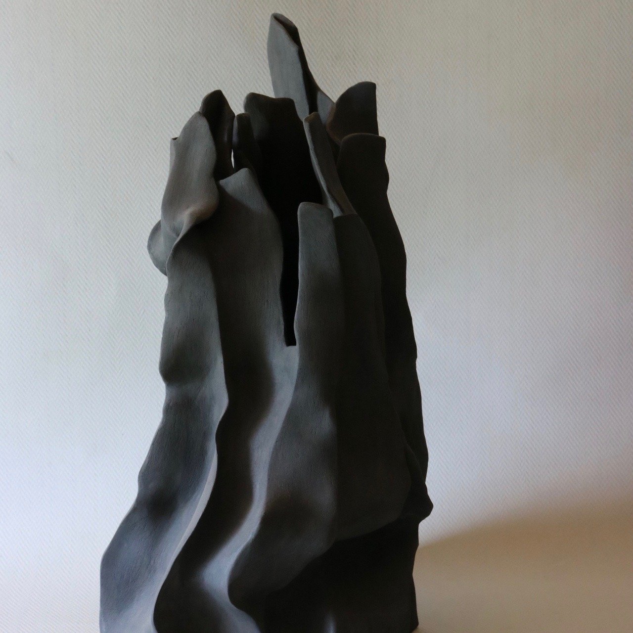 charred forrest sculpture+hand sculpted+black stoneware+environmental art+nz.jpeg
