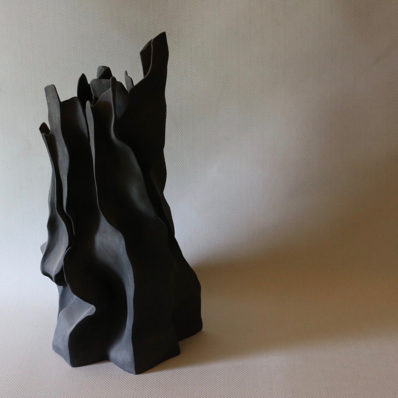 charred forrest sculpture+handsculpted+black stoneware+environmental art+nz.jpeg