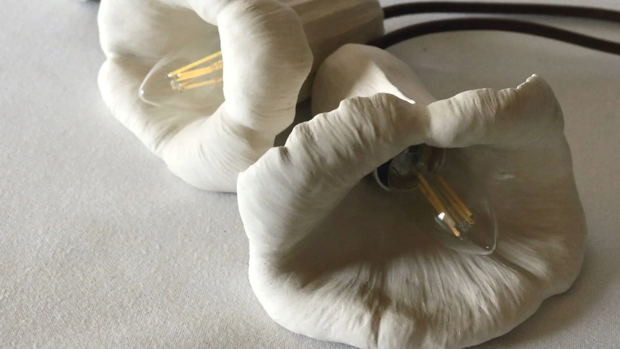 White stonware hand sculpted Moonflower ceramic Wall Lights