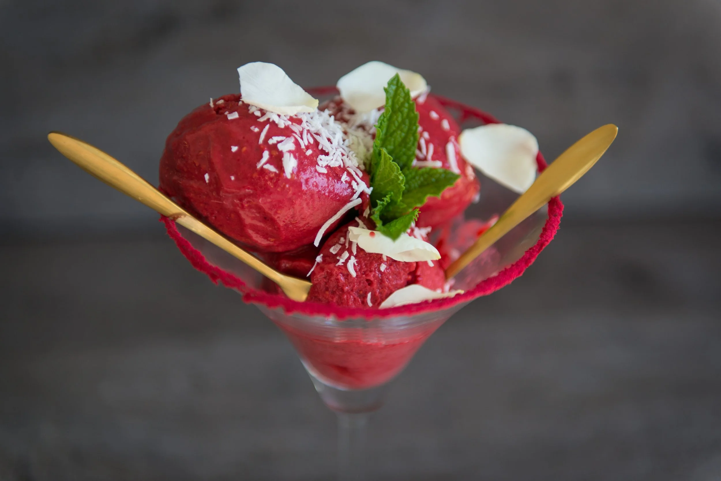 Raspberry and coconut nice cream