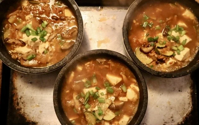 Kimchi Soondubu Jjigae in Dolsat bowls