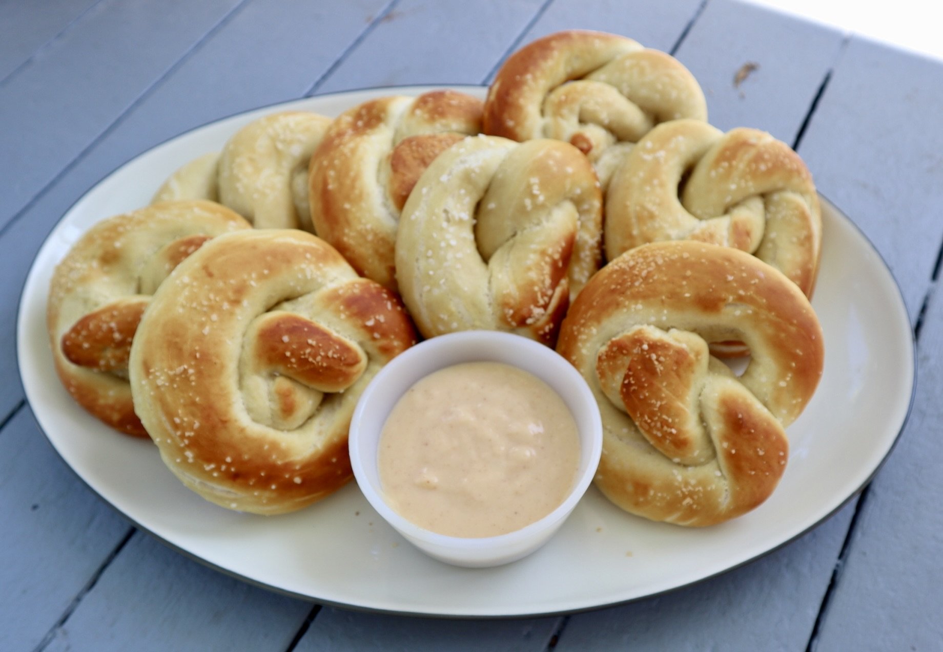 Soft Pretzels on a platter