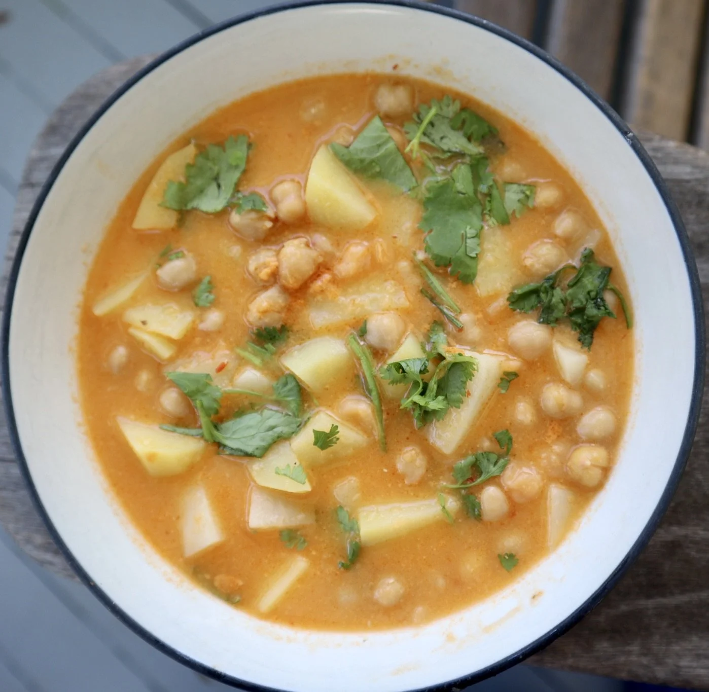Chickpea & Potato Curry in a bowl 