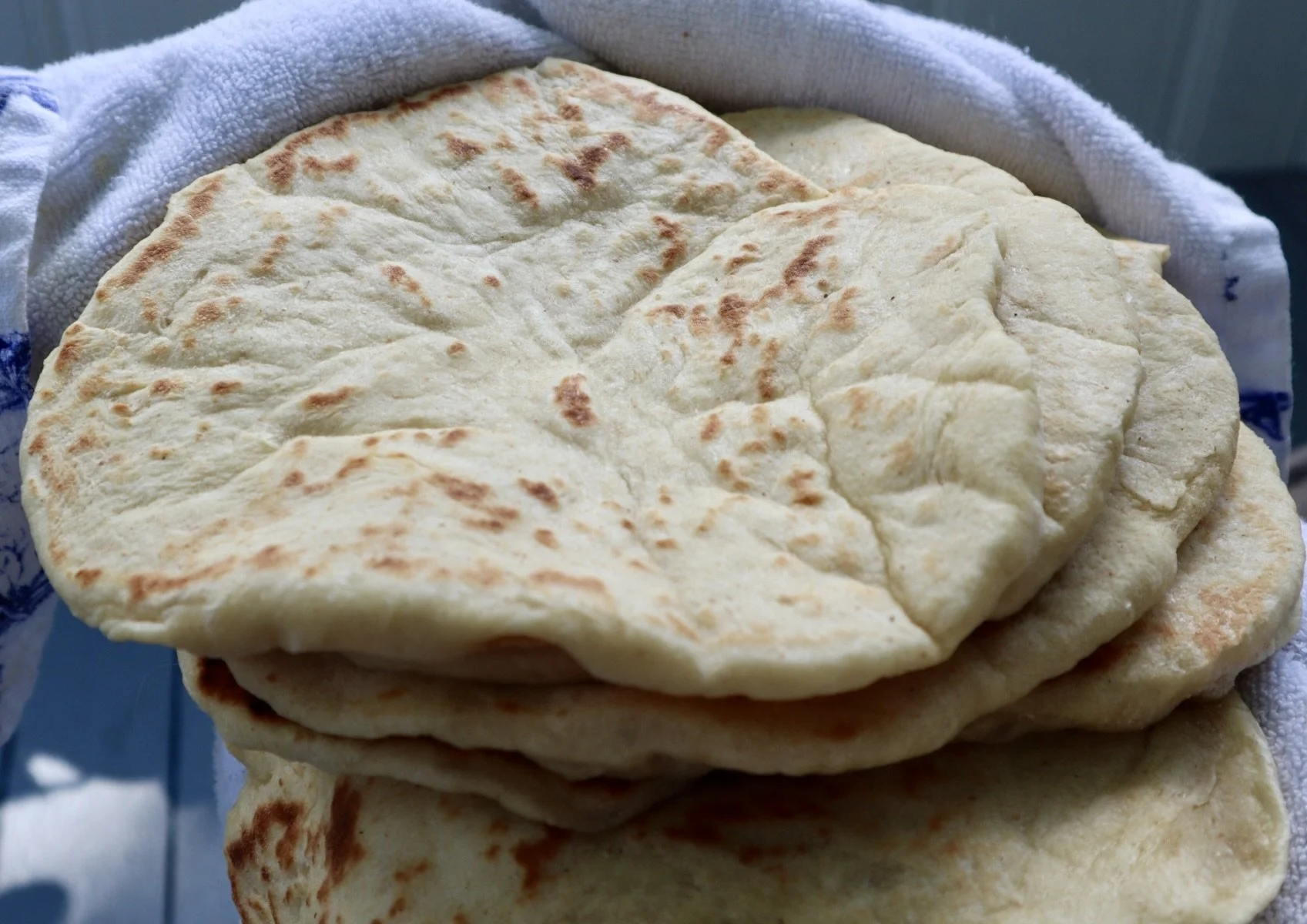 Pita Bread in Dish Towel 