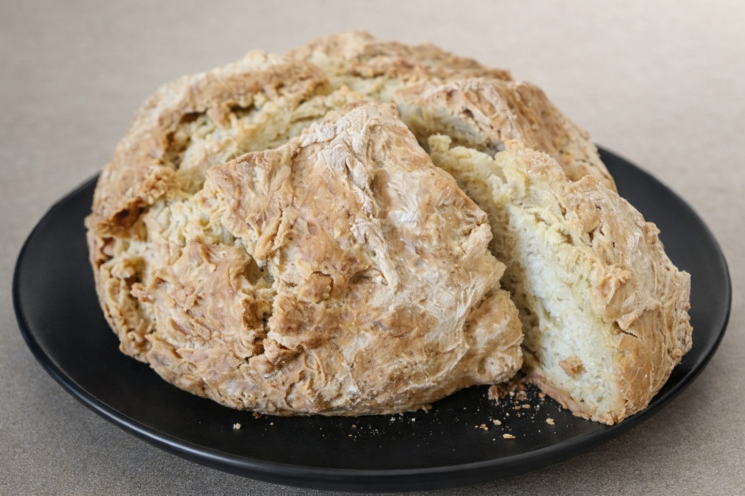 Irish Soda Bread on black Platter 