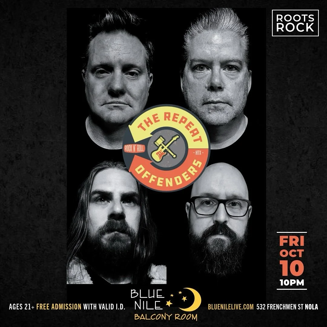 🔥 The Repeat Offenders take over the Balcony Room 10/10 &mdash; this one&rsquo;s gonna be unforgettable!

📍532 Frenchmen, NOLA 

🌙 Follow @bluenilenola for all updates &amp; happenings!

#frenchmenstreet #nolalife #frenchmenstreetmusic #sunday #no
