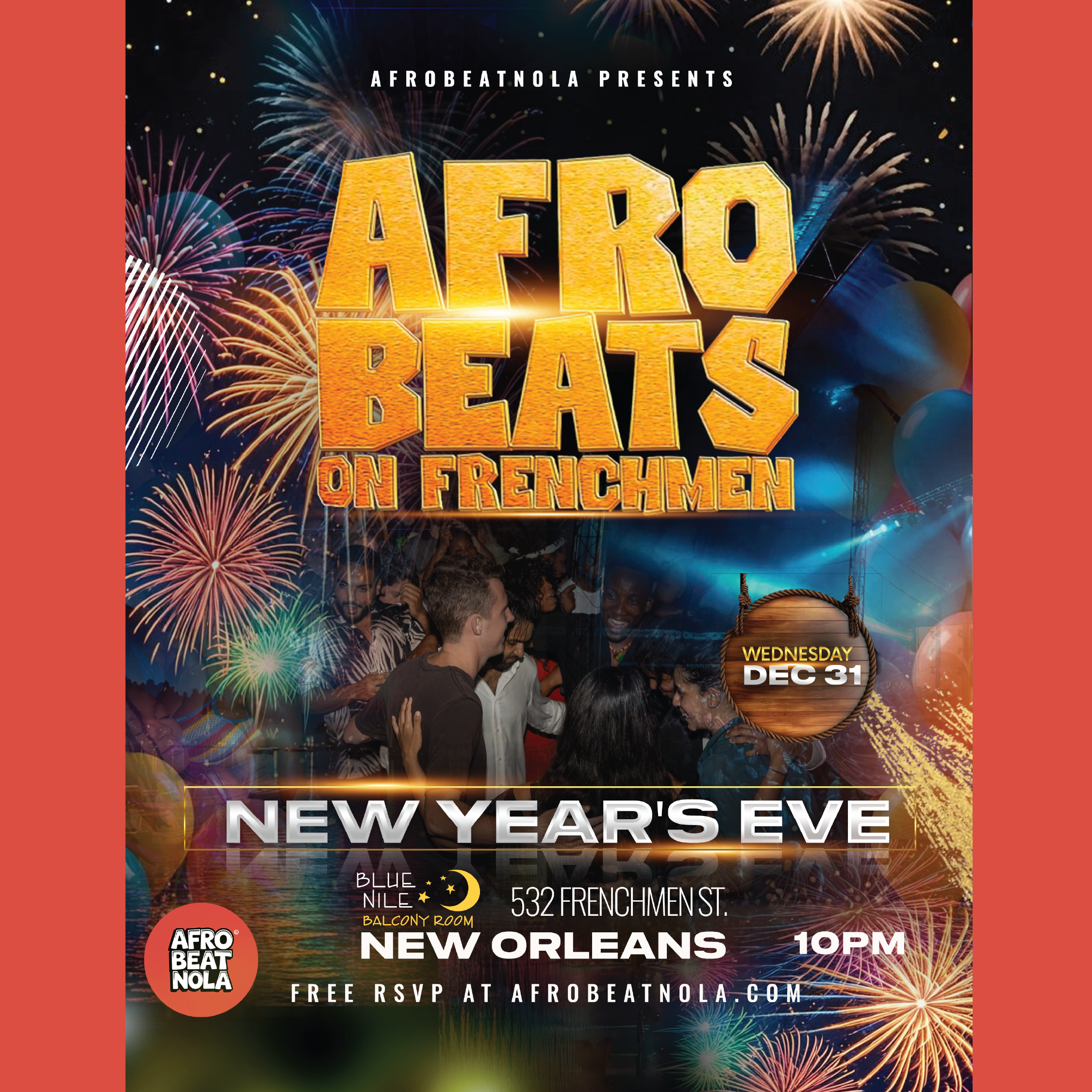AFROBEAT NOLA (Balcony Room) • WEDS DEC. 31 • @10PM  