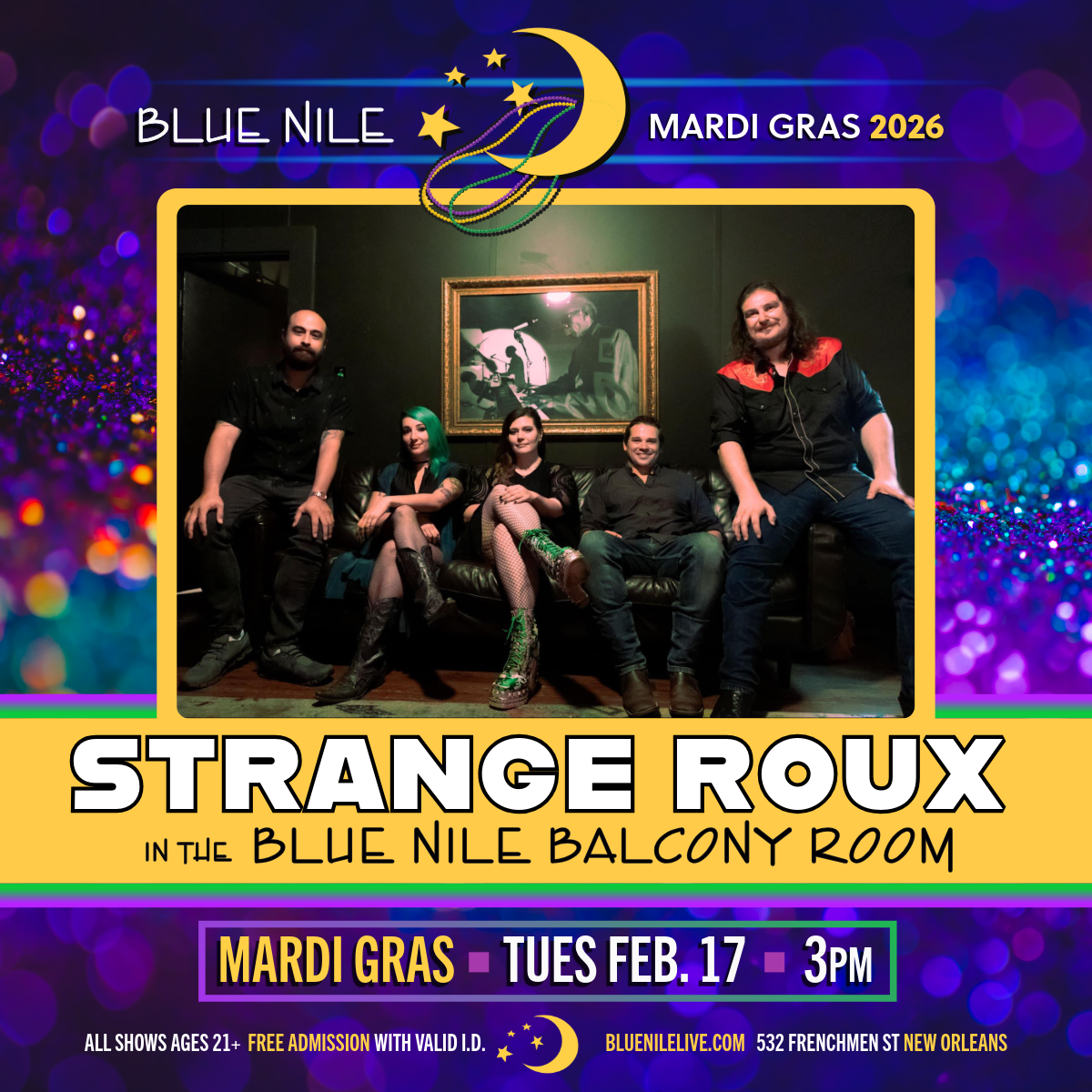 Strange Roux (Balcony Room) • MARDI GRAS DAY • FEB. 17 • @3PM 