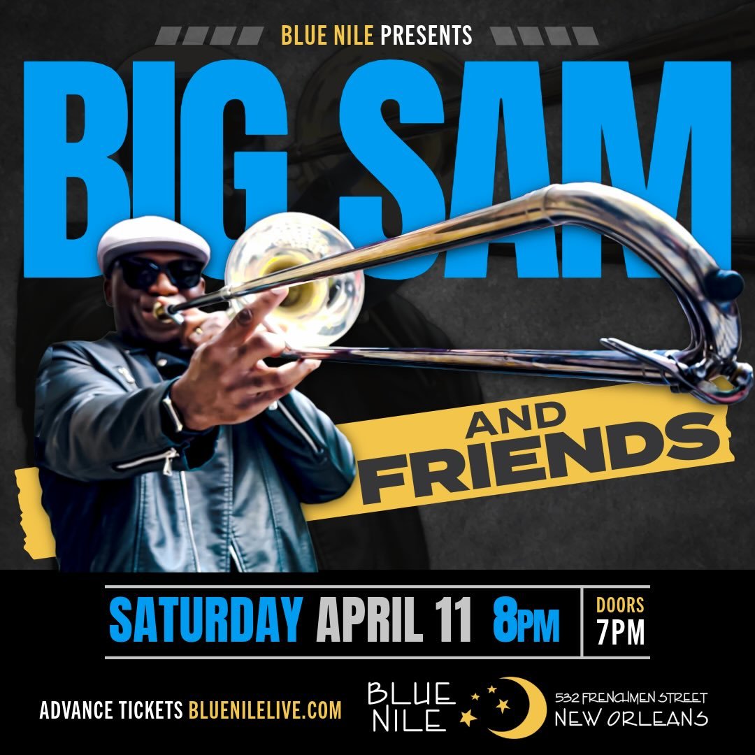 THIS SATURDAY @funkybigsam lights up the stage at the Blue Nile!

🎟️ Buy tickets here: https://www.showpass.com/big-sam-and-friends-blue-nile/

📍532 Frenchmen, NOLA

🌙 Follow @bluenilenola for all updates &amp; happenings!

#livemusic #frenchmenst
