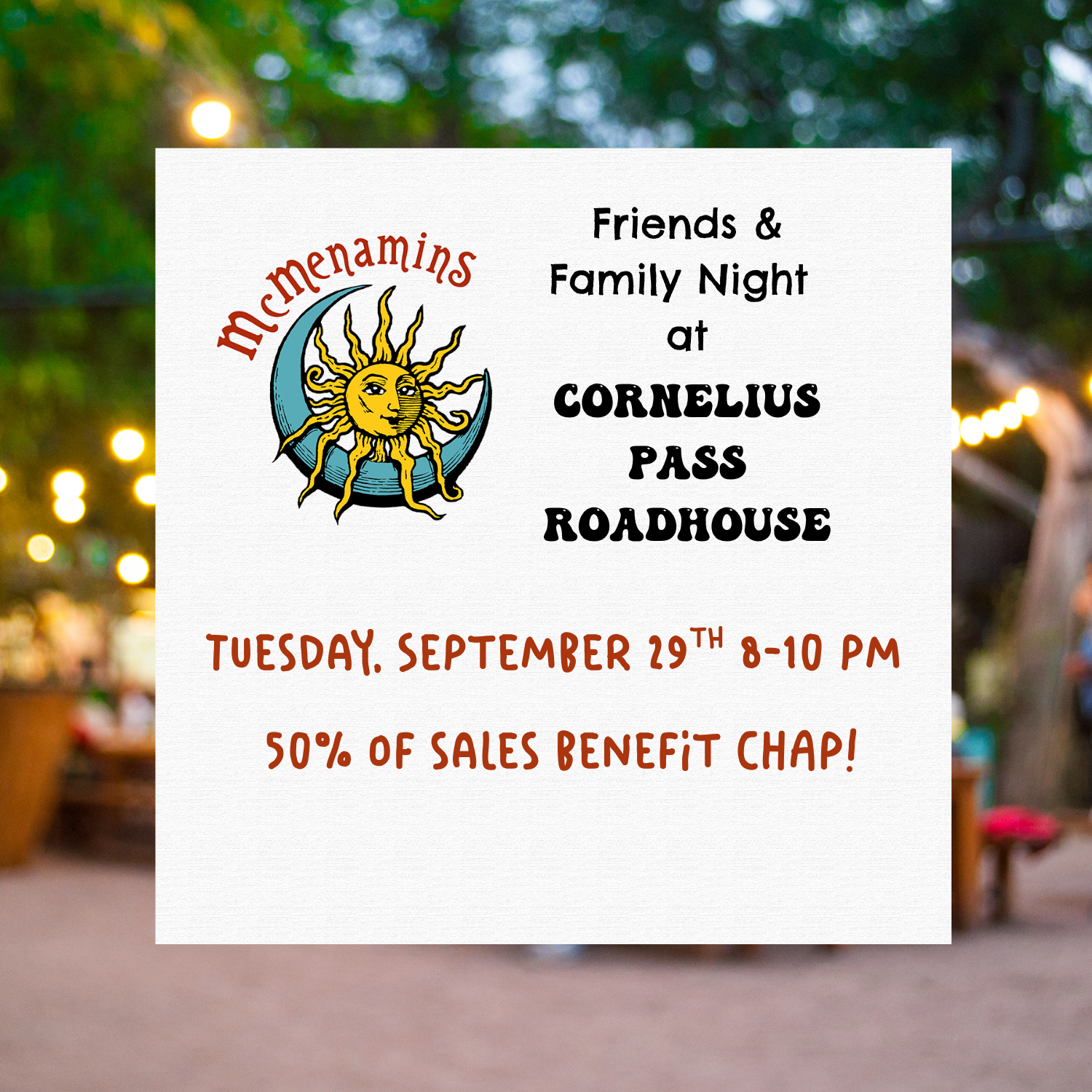 Friends & Family Night - Cornelius Pass Roadhouse