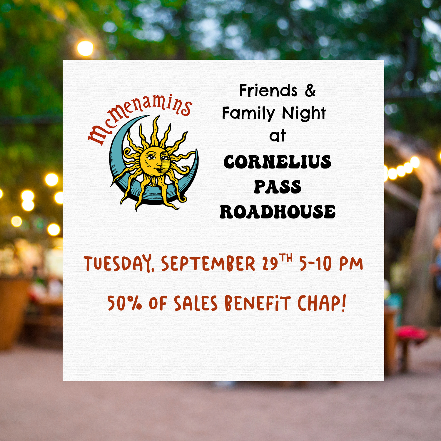 Friends & Family Night - Cornelius Pass Roadhouse