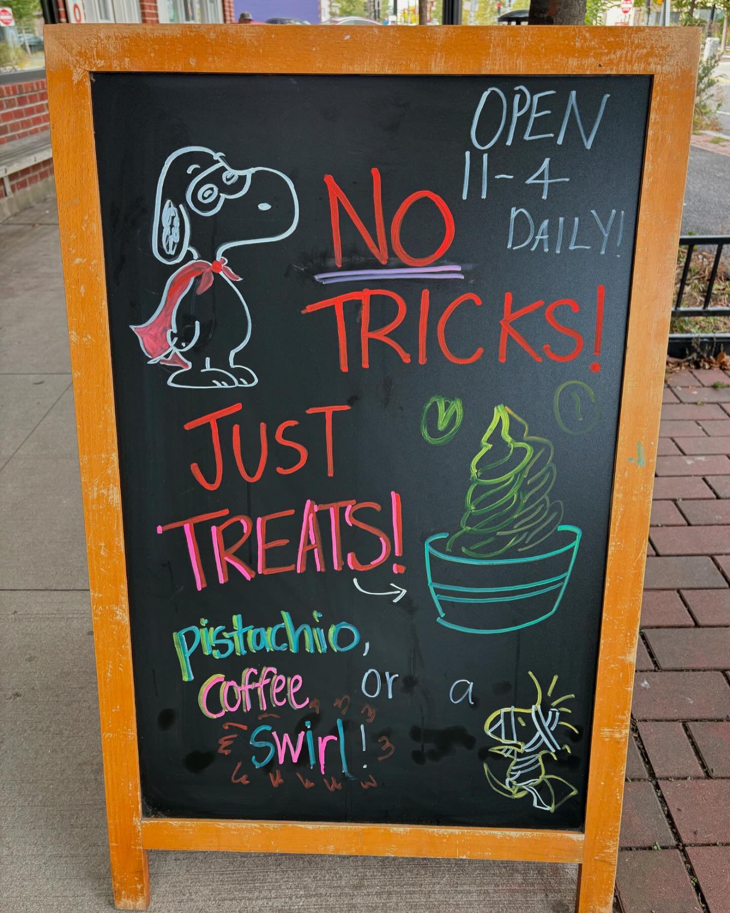 It&rsquo;s the Great Sandwich Board, Charlie Brown. 
🎃🎃🎃
Come on down. We&rsquo;re here all long weekend, 11am-4pm, with some fun specials.