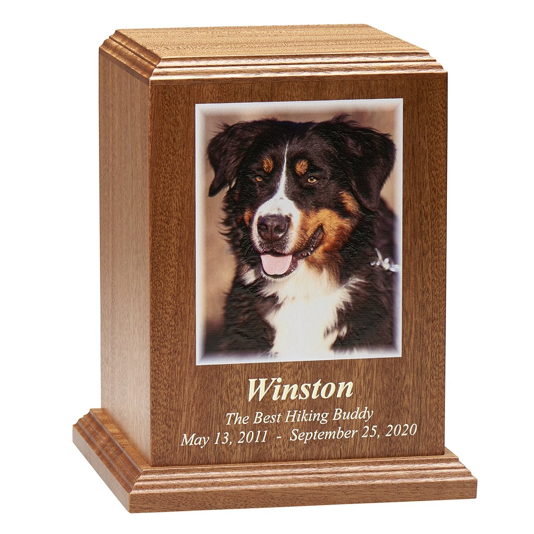 Custom Pet Photo Printed Wood Urn