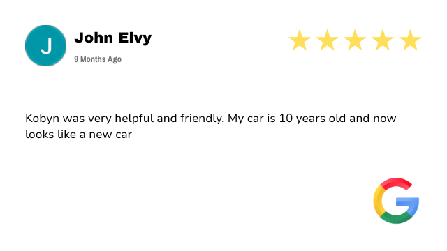 5 Star Google review from John Elvy for car detailing in Mittagong by Highlands Auto Studio
