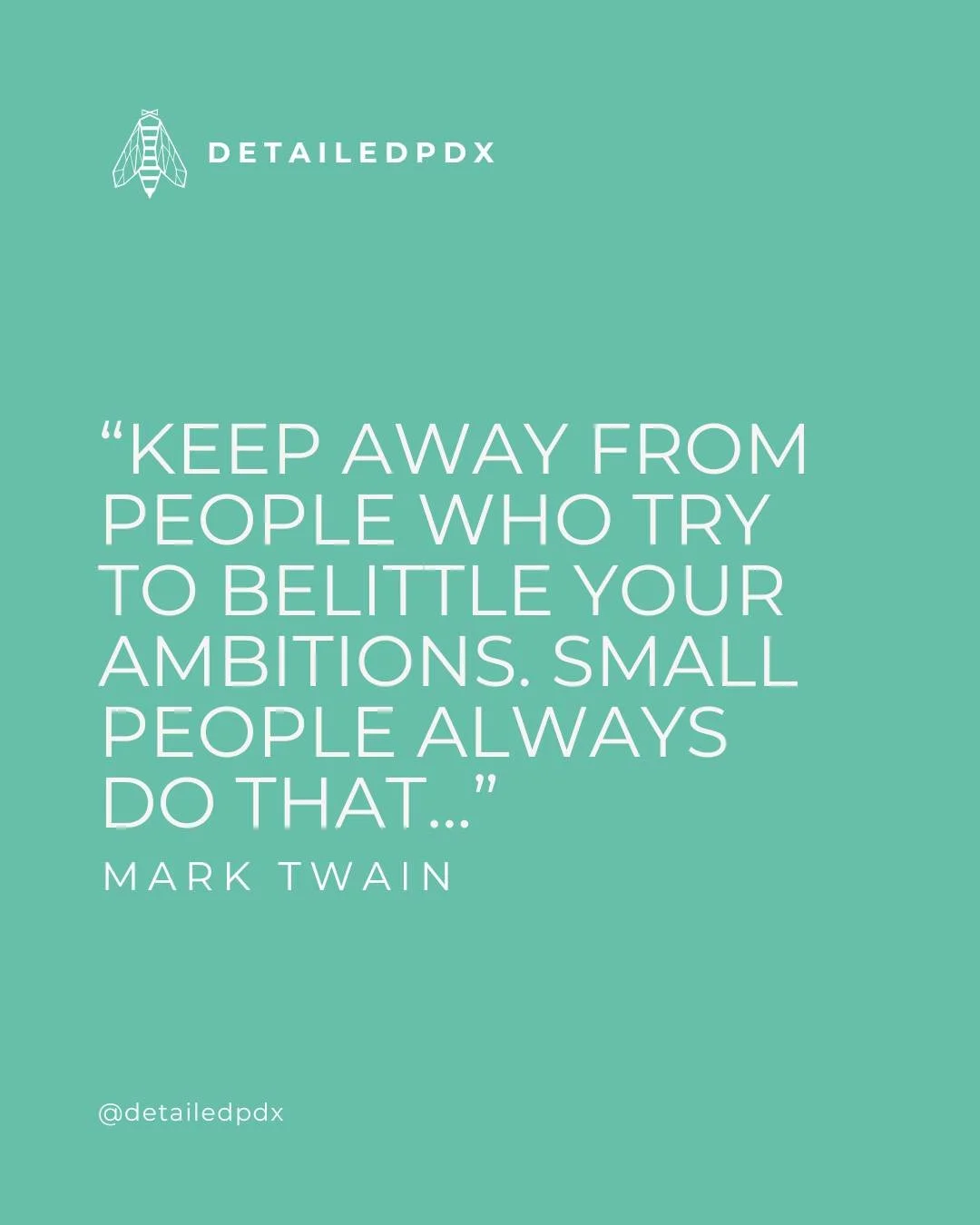 &ldquo;Keep away from people who try to belittle your ambitions. Small people always do that. But the really great make you feel that you, too, can become great.&rdquo; 
-Mark Twain

#InspirationalQuotes #Relatable #VirtualAssistant #SmallBusinessSup