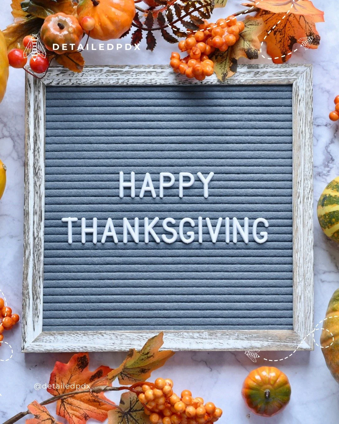 Happy Thanksgiving! We hope your day is spent surrounded by good food and good company! We have a lot to be grateful for here at DetailedPDX -- from our amazing team to our incredible clients!

#Thanksgiving #SmallBusiness #DetailedPDX
