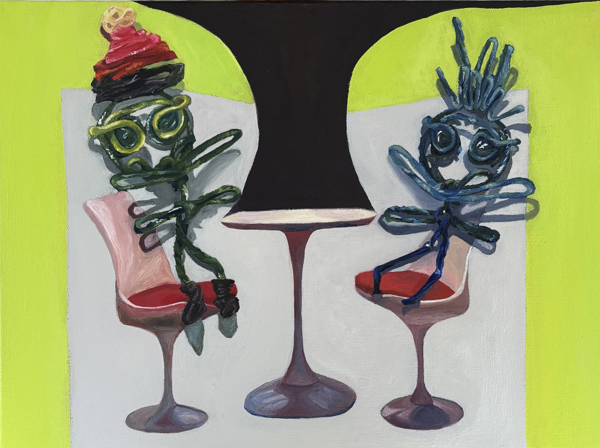 Dinner (Party) - original oil painting on canvas, wax string figure series by Mari Jae, 2026
