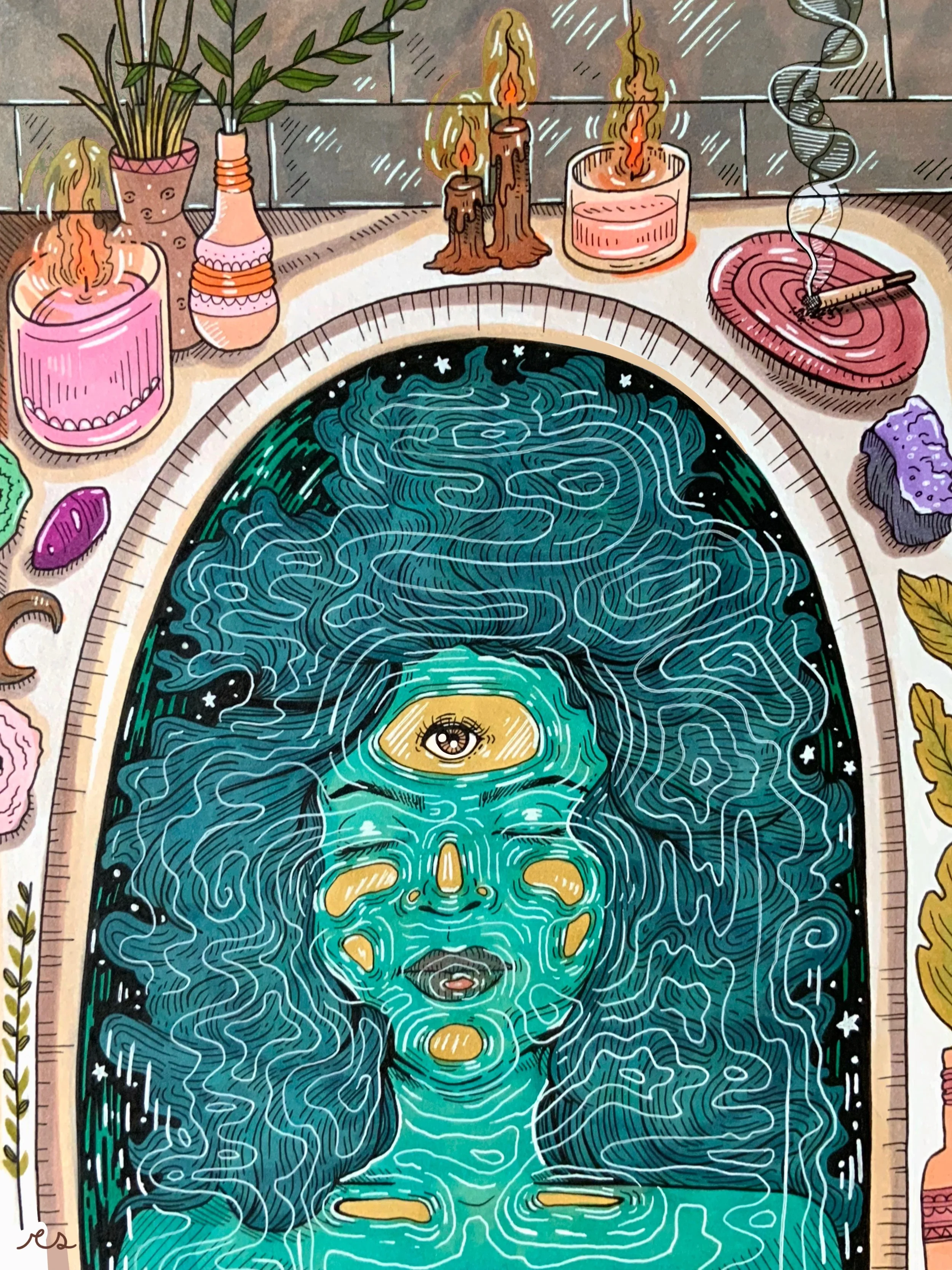 Bath-time Meditation - 9 x 12