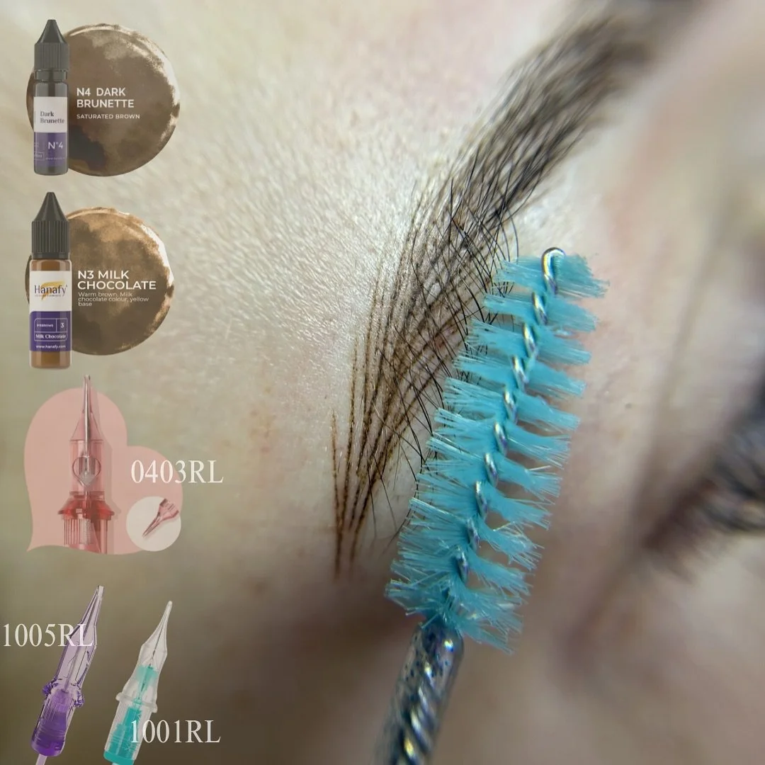 @vertixneedles are becoming one of my favs! You know the drill with the rest of the line up 😉 @lovebombtattoo @mastpmuofficial @hanafy.us @hanafycolourspigments  #renobrows #nanobrows #hanafycolourspigments #permanentbrows