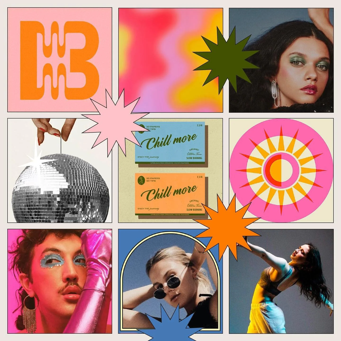 Some funky moodboard inspiration from our latest project: Harmony in Motion 🪩❇️ 

Really love the color palette on this one 🌈🎨

Brief by @briefclub and is part of #thebriefclub #tbcharmonyinmotion challenges ◡̈ 

- 
#graphicdesign #moodboard #mood