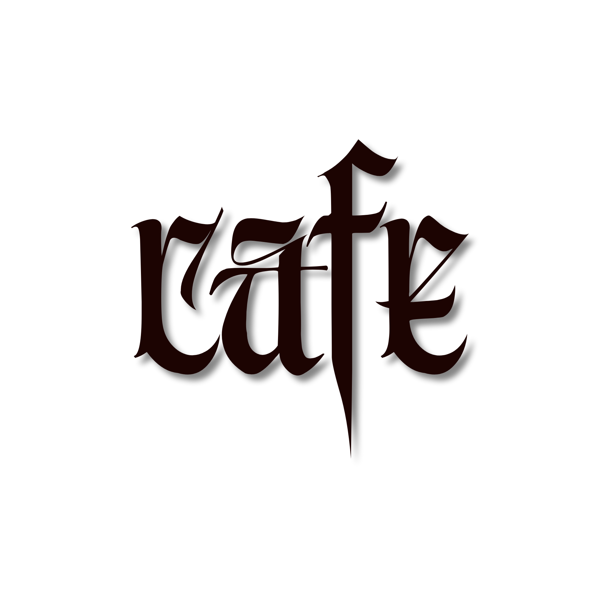 Black background with red cursive text that says "cafe".