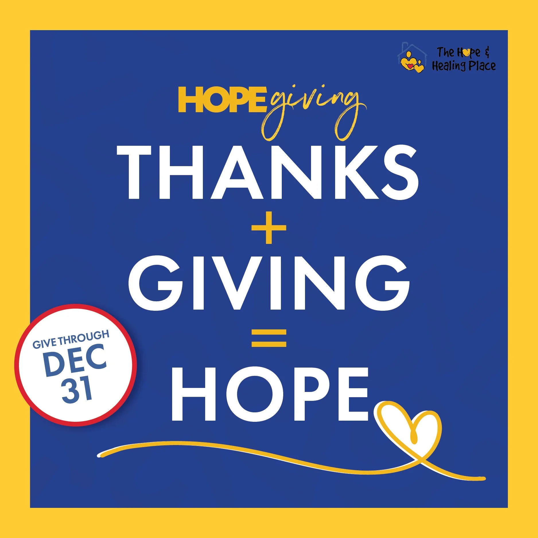 Since 2003, The Hope &amp; Healing Place has walked with children, families, and individuals grieving the death of a significant person. 

We provide safe spaces, support groups, art interventions, and community programs all at 𝙣𝙤 𝙘𝙤𝙨𝙩.

𝗧𝗵𝗿