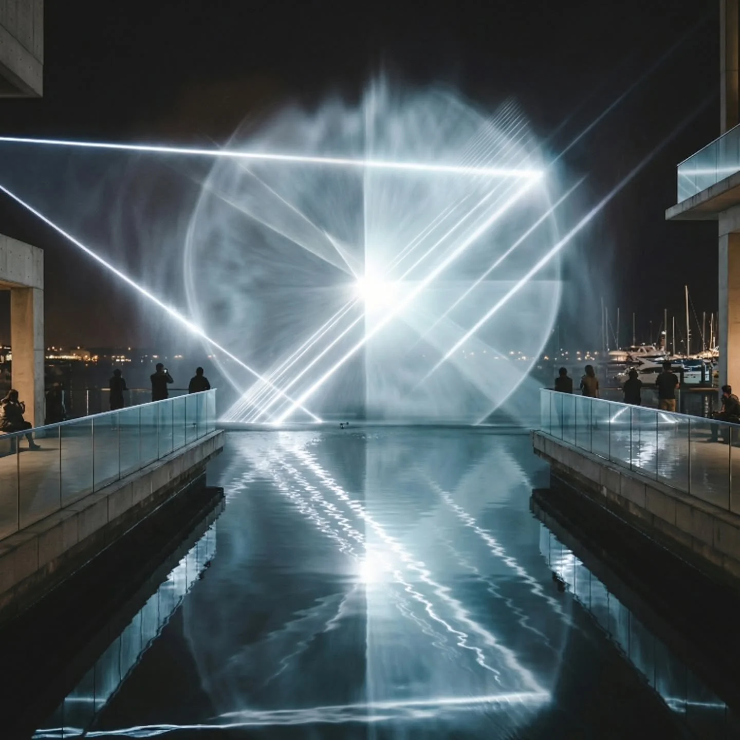 New work in progress: ECLIPSE

Projected onto a fine mist of water, ECLIPSE appears suspended in air &mdash; at once present and elusive. A laser extends through the space with precision, suggesting a line of perception shaped by where we stand and c