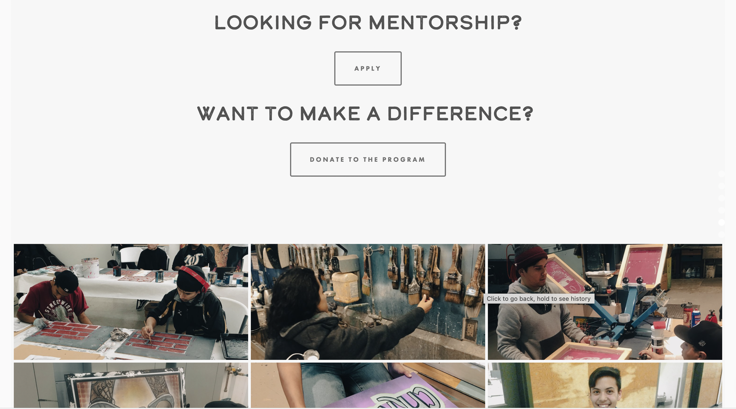 Added clear CTAs for grant makers and future mentees on the mentorship page