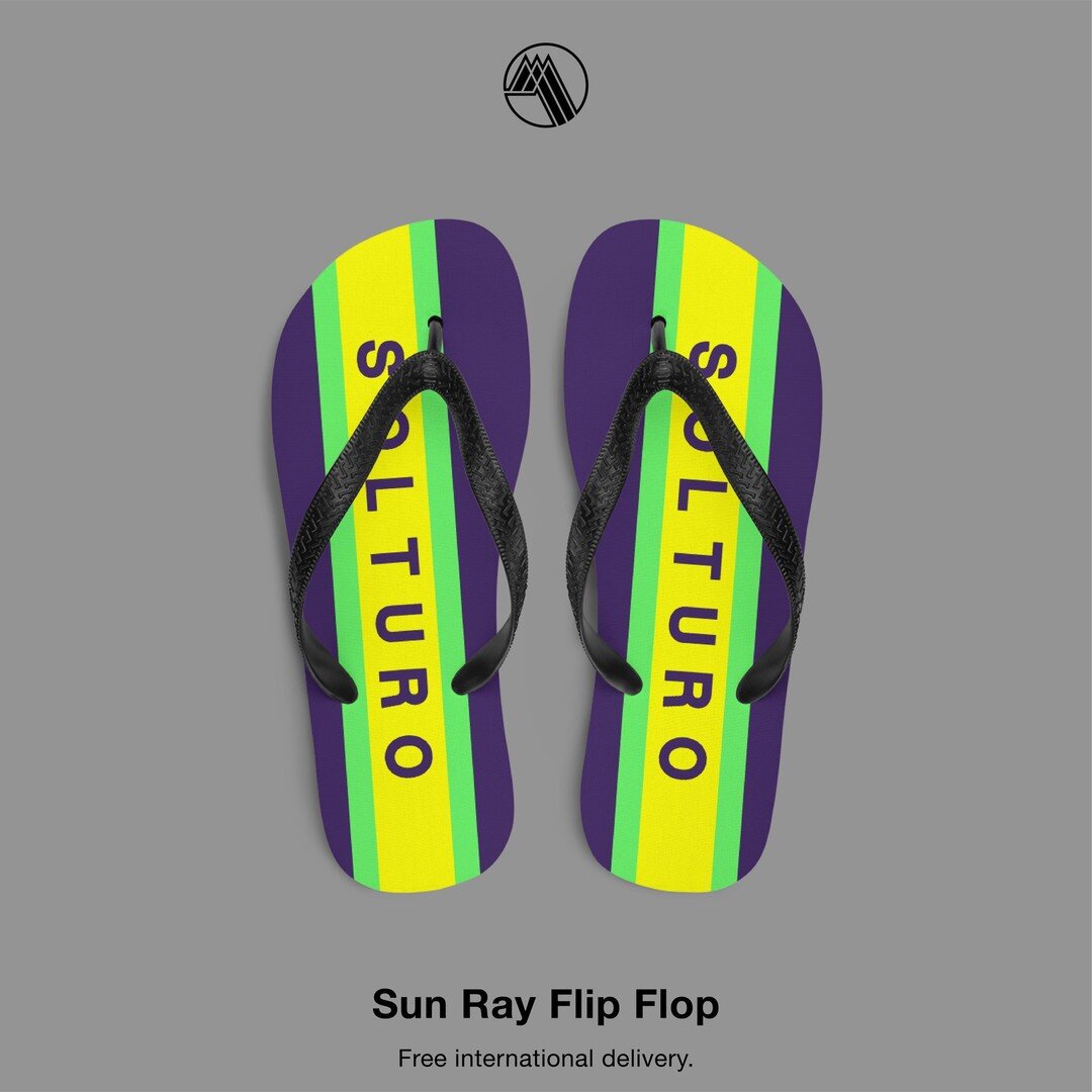 Sun Ray Flip Flop

This classic unisex Mediterraneo flip flop features a weighty all-over print with an underlaying design and overlaying branding. This has a comfortable rubber Y strap. Produced from quality 100% polyester fabric lining &amp; rubber