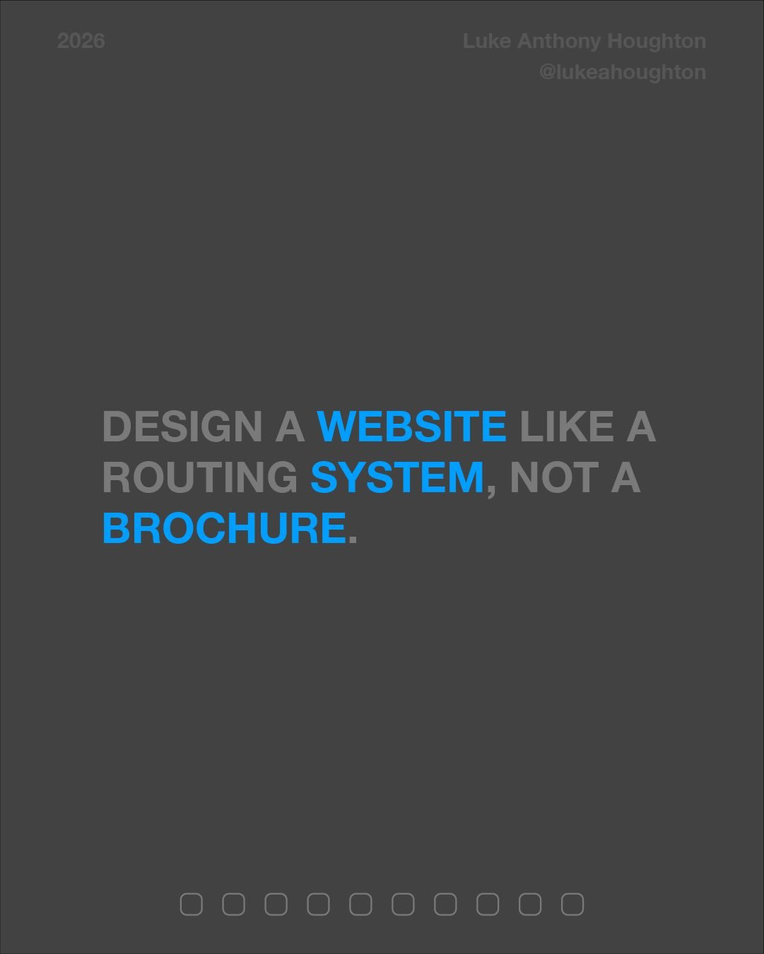 A website isn&rsquo;t a brochure. A brochure describes. A website should route.

Most visitors don&rsquo;t arrive to admire pages, they arrive with intent: learn, compare, buy, contact, or get support. 

Your job is to convert that intent into a clea
