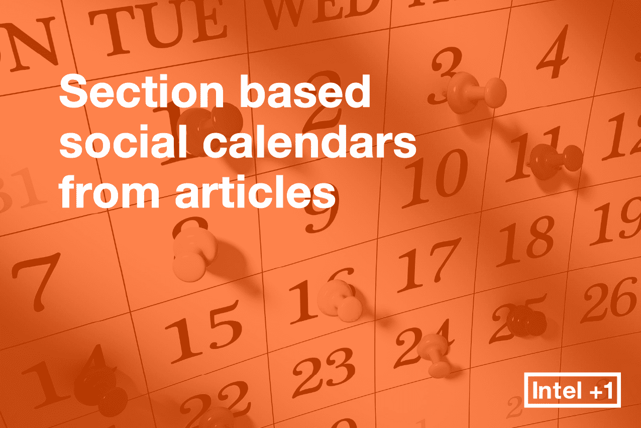 Section based social calendars from articles