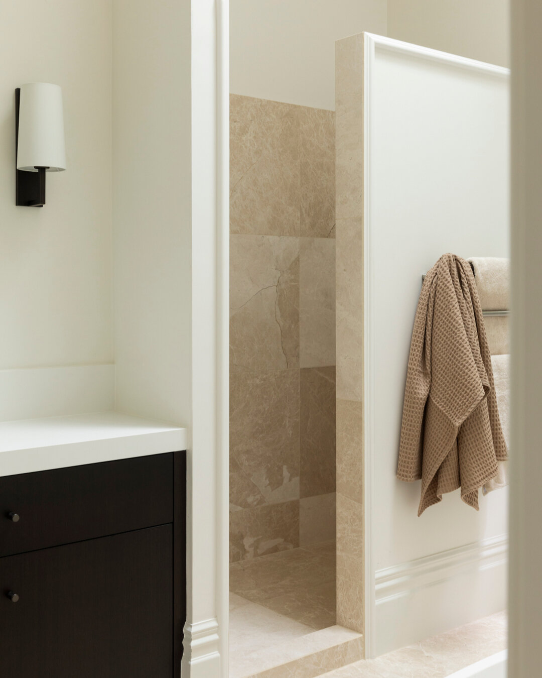 PM RES | We recently had a question asking how we decide which walls to tile in a bathroom. ​​​​​​​​
​​​​​​​​
We loved this question, mainly because we do prefer to balance a bathroom with gib or plaster finish if possible, as it softens the room. ​​