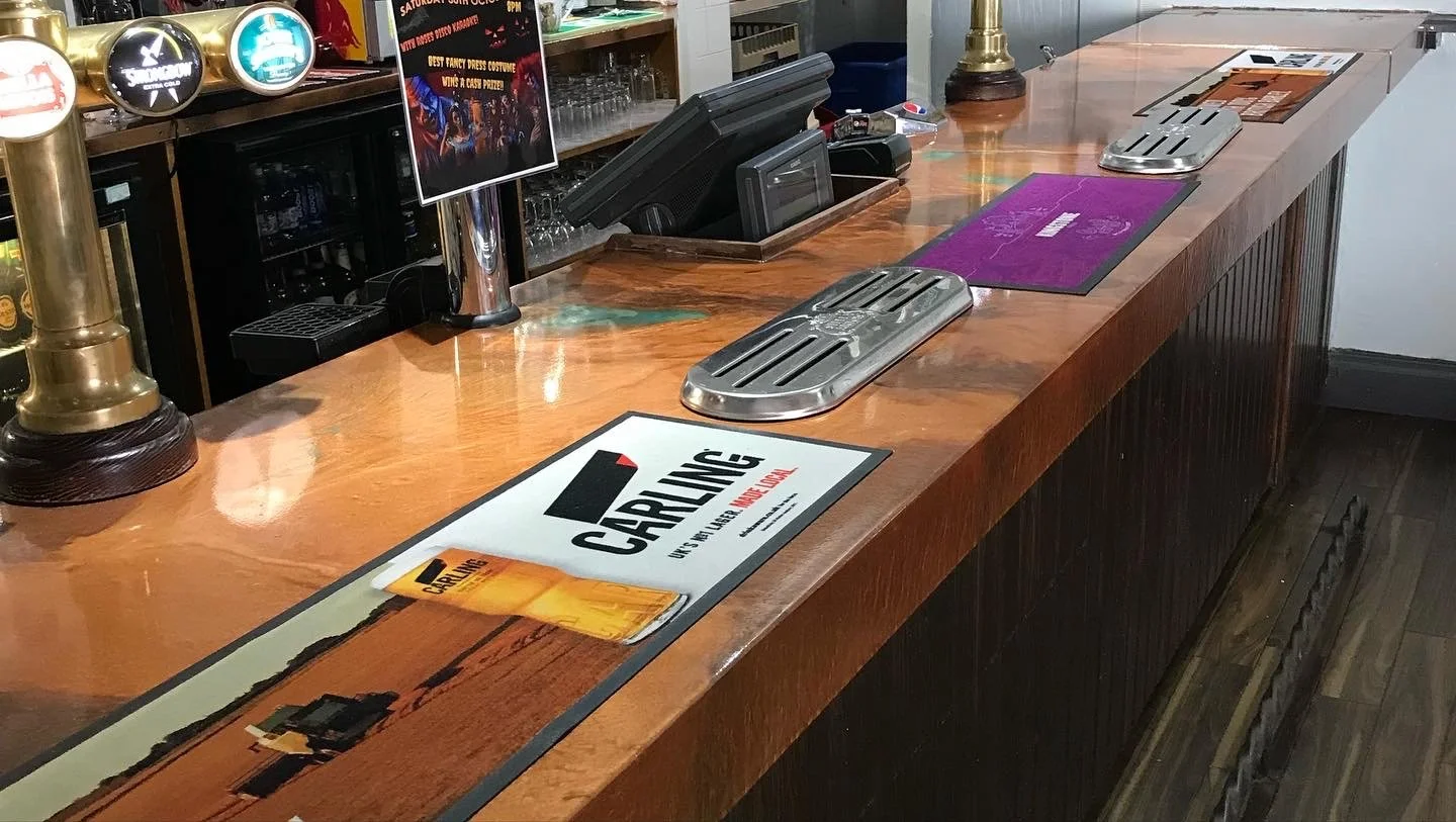 epoxy resin bar top finished in copper with hint of green