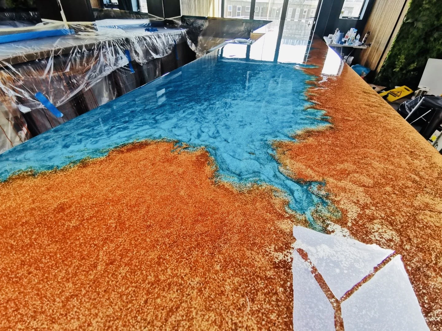 Epoxy resin ocean theme bar top 