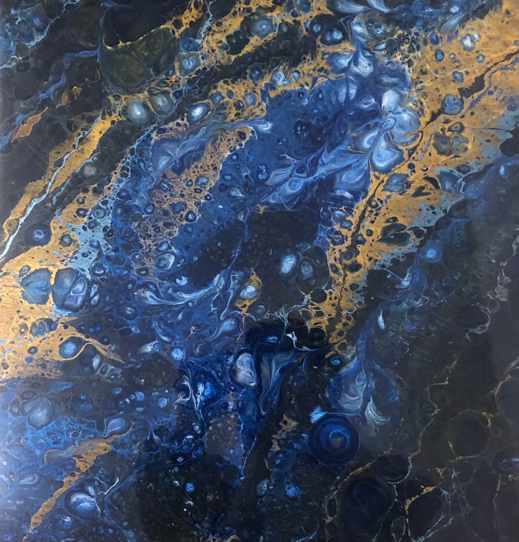 epoxy resin blue  gold floor