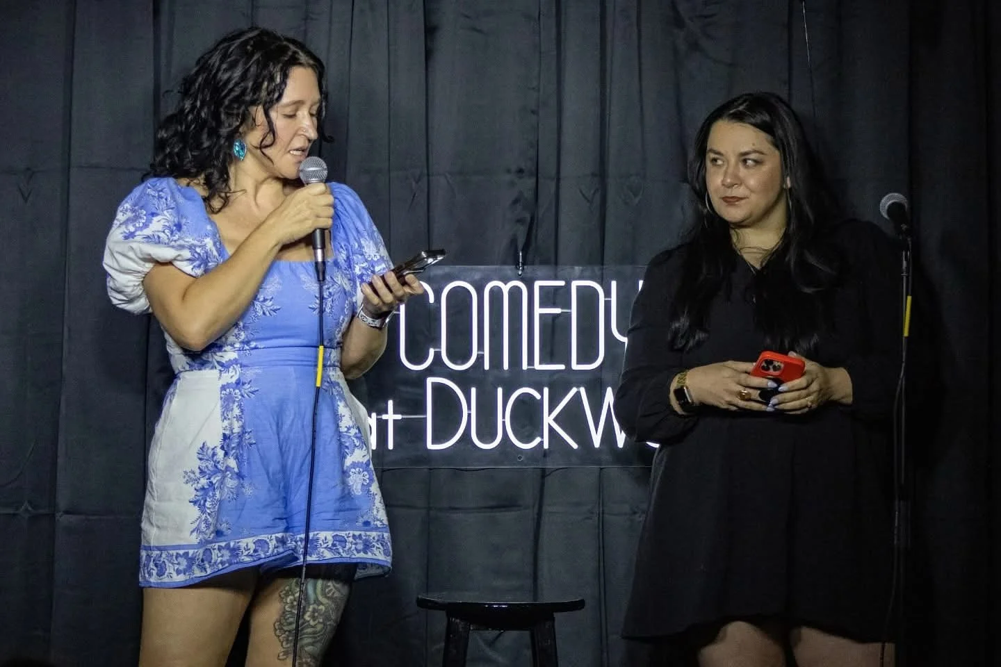 Joy is complimenting the shit outta me and I&rsquo;m taking it very well. Thanks again for having us for a Boast Rattle, @kyleayers! #comedians #boastrattle #charlottecomedy #cltcomedy