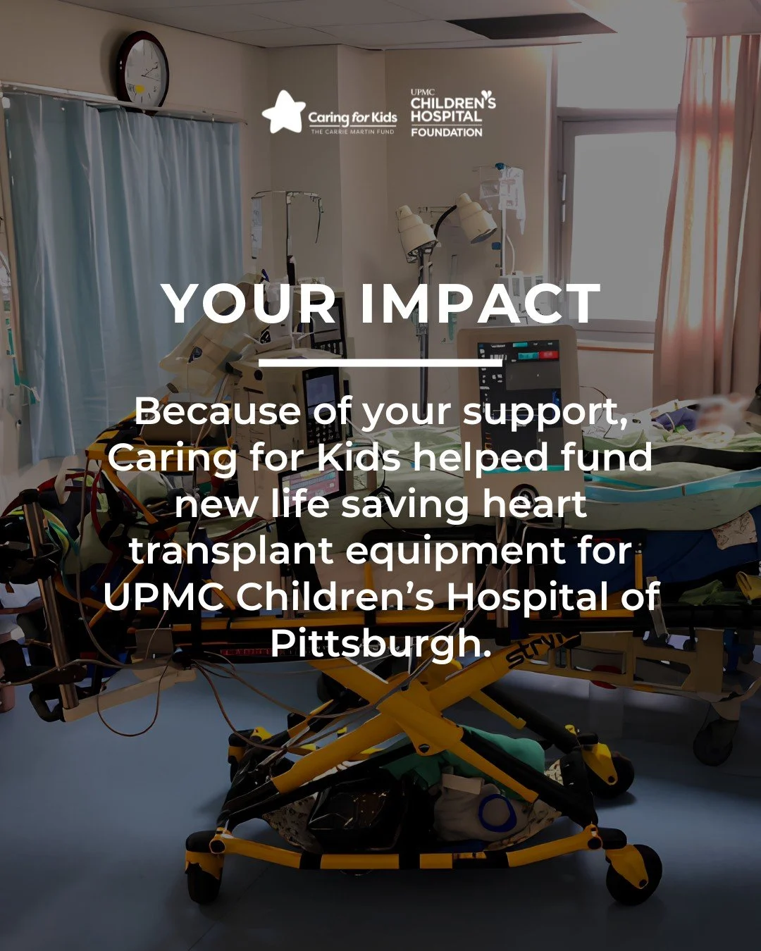Every donation makes a difference. 💙

Because of your support, Caring for Kids helped fund a new Anivia SG1000 System for UPMC Children&rsquo;s Hospital of Pittsburgh, helping doctors safely recover and preserve donor hearts for pediatric transplant