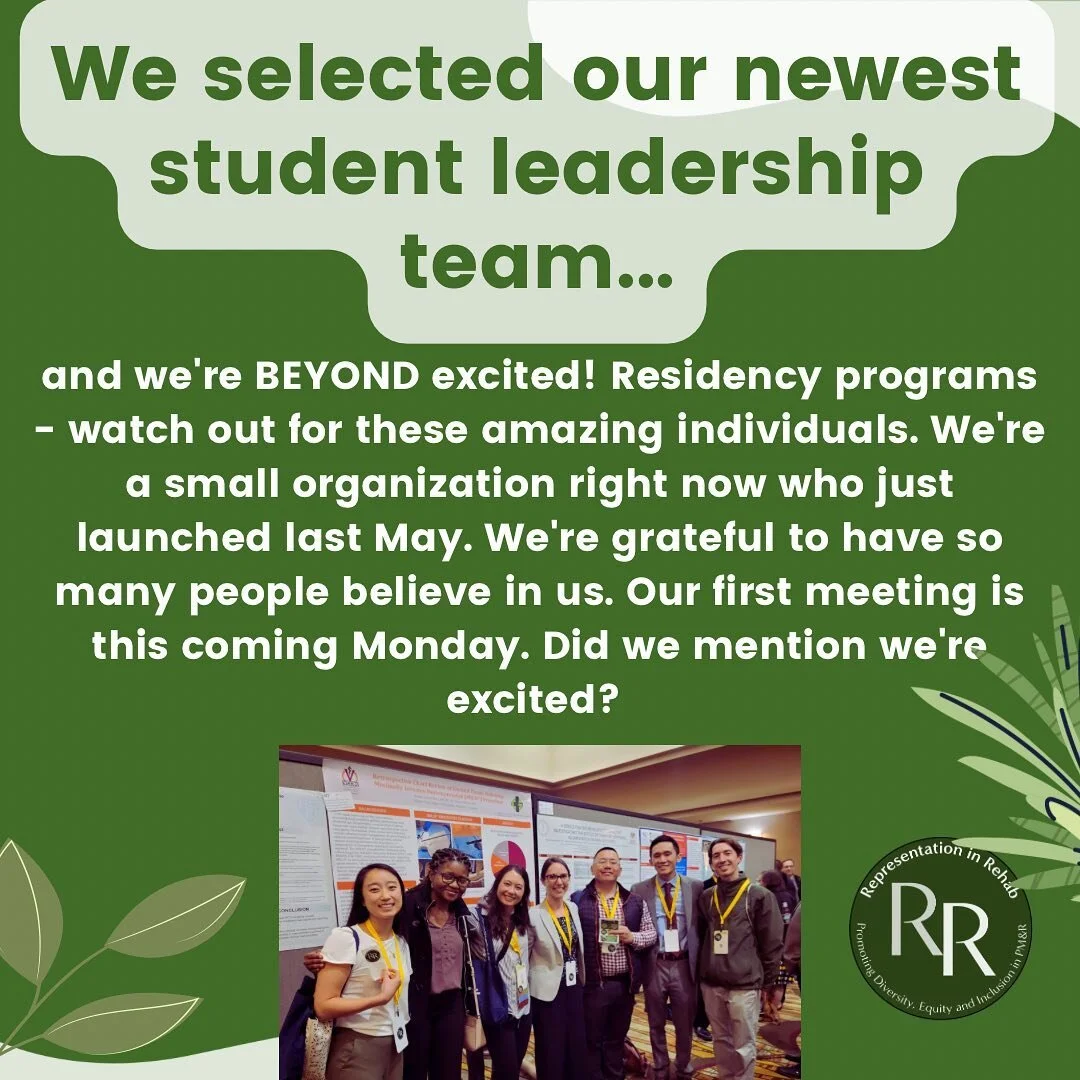 Our new leadership team is sending onboarding info to our new medical student team this weekend, in time for our first meeting Monday!Residency programs - watch out for these awesome students and future leaders! #physiatry #RepresentationMatters We&r