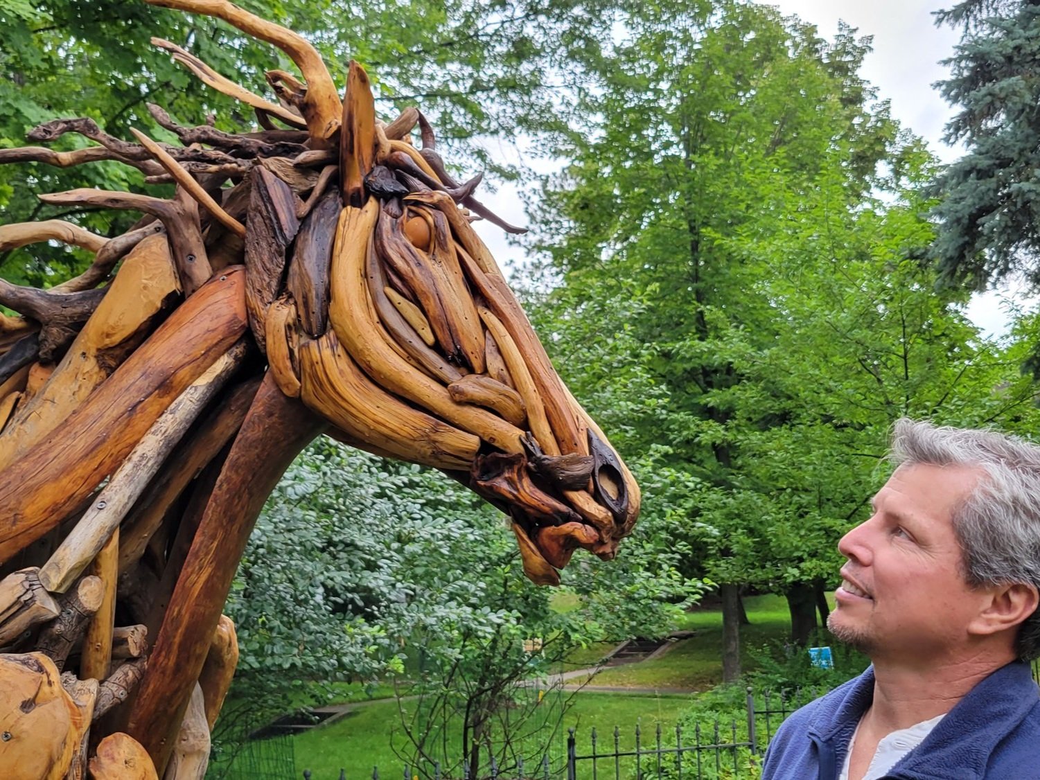 Big Horse was inspired by the knot that makes the nostrils. The artist built the horse around them!